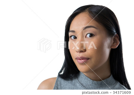 Woman standing against white background Woman standing against white background 34371609