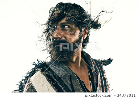 Portrait of a brutal bald-headed viking in a 34372011