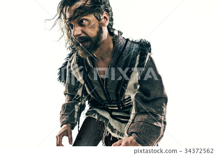 Portrait of a brutal bald-headed viking in a 34372562