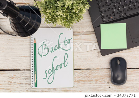 Stationery and text in Notepad: Back to school Stationery and text in Notepad: Back to school 34372771