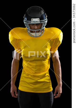 American football player with a head gear American football player with a head gear 34373882