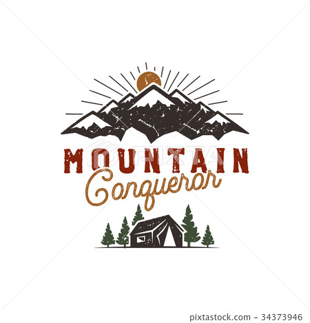 Traveling, outdoor badge. Scout camp emblem Traveling, outdoor badge. Scout camp emblem 34373946