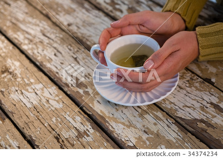 Cropped hand of woman holding tea 34374234