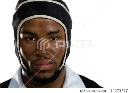 Close up portrait of male rugby player Close up portrait of male rugby player 34375787