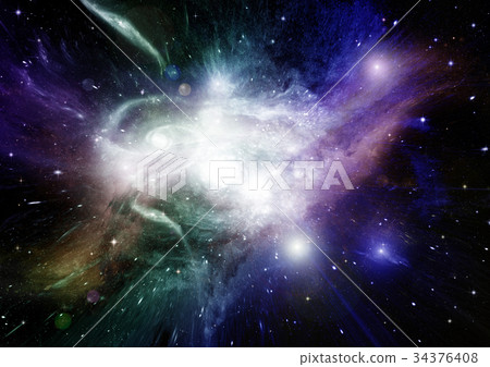 Stars, dust and gas nebula in a far galaxy Stars, dust and gas nebula in a far galaxy 34376408