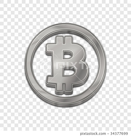 Silver bitcoin trendy 3d style vector icon. 34377699