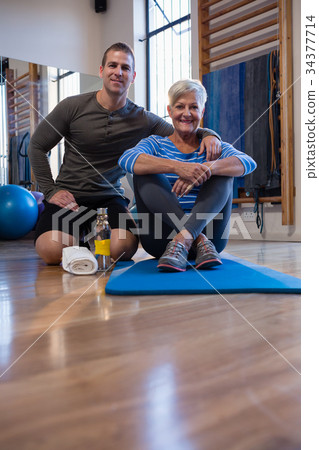 Portrait of physiotherapist and senior woman Portrait of physiotherapist and senior woman 34377714