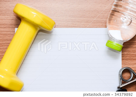 White line paper with sport equipments White line paper with sport equipments 34379892