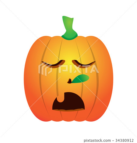 Isolated asleep jack-o-lantern 34380912