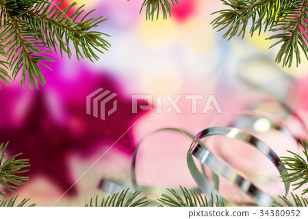 Christmas Background with Stars and Needles Christmas Background with Stars and Needles 34380952