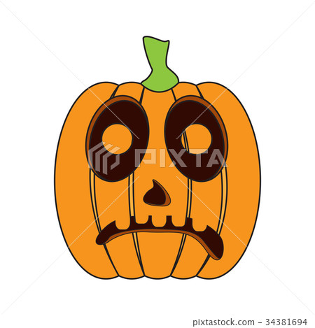 Isolated sad jack-o-lantern 34381694