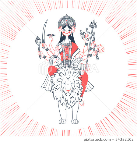 Icon of Goddess Durga many hands Icon of Goddess Durga many hands 34382102