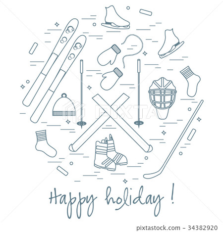 different elements of sports equipment  34382920