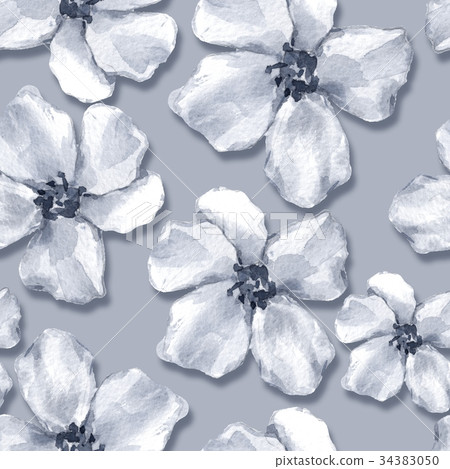 Floral seamless pattern 9. Watercolor - Stock Illustration [34383050 ...