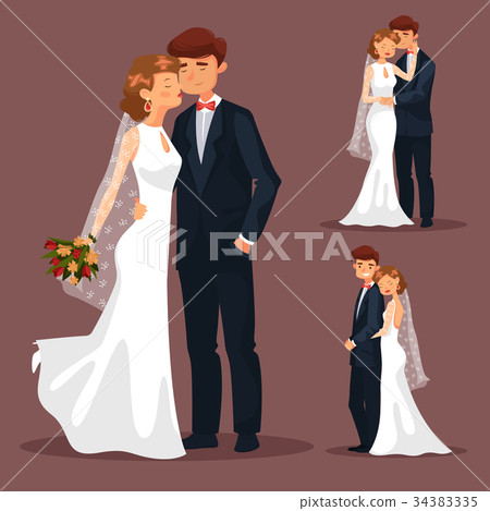 Set of isolated married couple, wedding 34383335