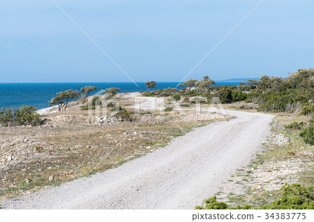 Winding road in a coastal landscape 34383775
