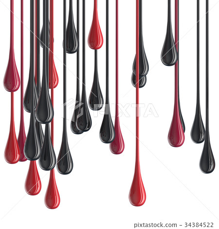 3D red and black glossy paint drop blobs 34384522