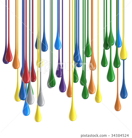 3D color glossy paint drop blobs 34384524