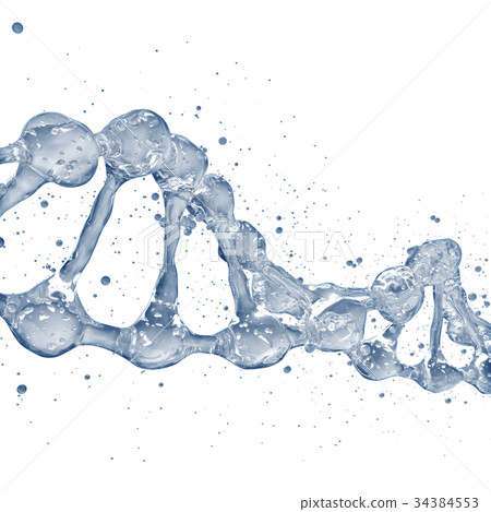 3d illustration of DNA molecule model from water. 3d illustration of DNA molecule model from water. 34384553