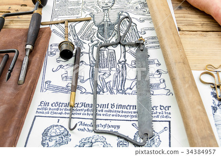 Old medical instruments surgical saw hook Old medical instruments surgical saw hook 34384957