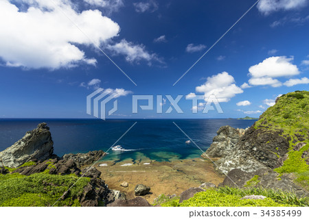 Ogisanzaki島珊瑚礁的海在石垣島的 34385499