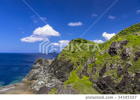 Ogisanzaki島珊瑚礁的海在石垣島的 34385507