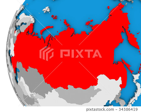 Map of Russia on political globe Map of Russia on political globe 34386419