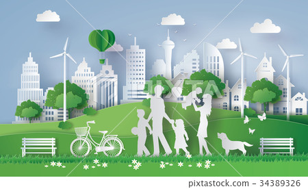 paper cut of eco 34389326