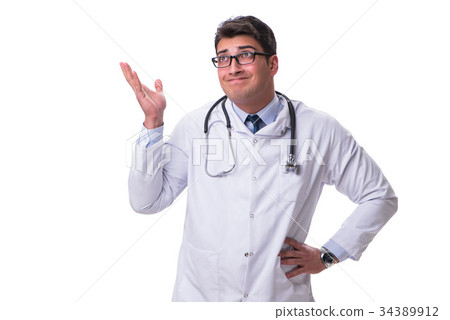 Young male doctor isolated on white background 34389912