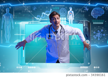 Telemedicine concept with doctor and smartphone 34390161
