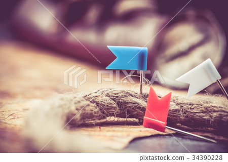 Columbus day and world map with compass Columbus day and world map with compass 34390228