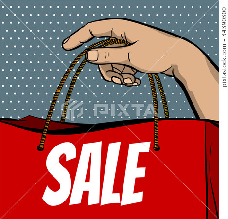 Pop art sale banner hand hold shopper bag 34390300