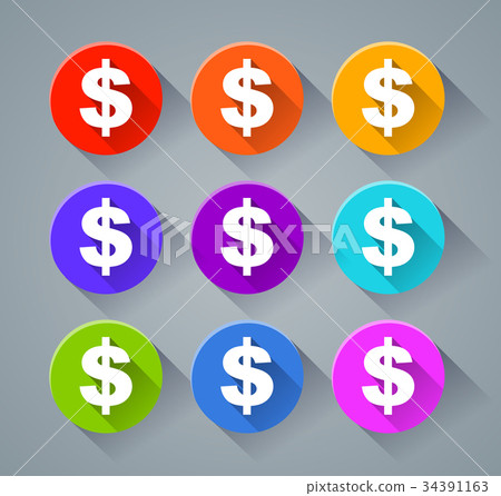 dollar icons with various colors - Stock Illustration [34391163] - PIXTA