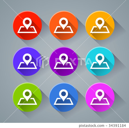 map pin icons with various colors - Stock Illustration [34391184] - PIXTA