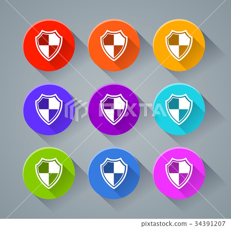 shield icons with various colors - Stock Illustration [34391207] - PIXTA