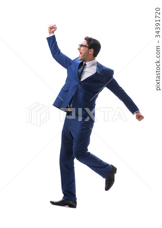 Businessman walking standing side view isolated on Businessman walking standing side view isolated on 34391720