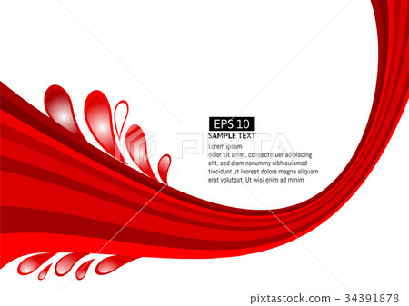 Vector red line wave on white background - Stock Illustration [34391878 ...