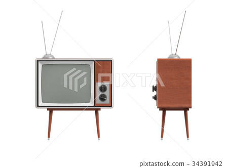 3d rendering of a blank retro TV set with an 34391942