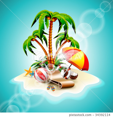 Vector illustration on a summer holiday theme 34392114