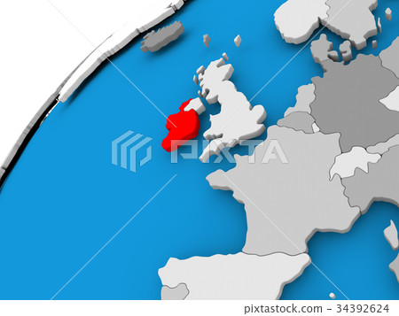 Map of Ireland in red 34392624
