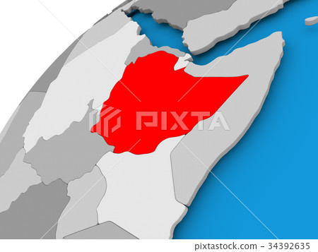 Map of Ethiopia in red 34392635