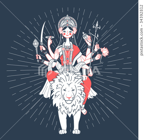 Icon of Goddess Durga a lion Icon of Goddess Durga a lion 34392812