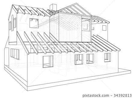 Vector sketch house on the white background. EPS Vector sketch house on the white background. EPS 34392813