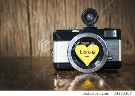 Retro camera with heart love 34393307