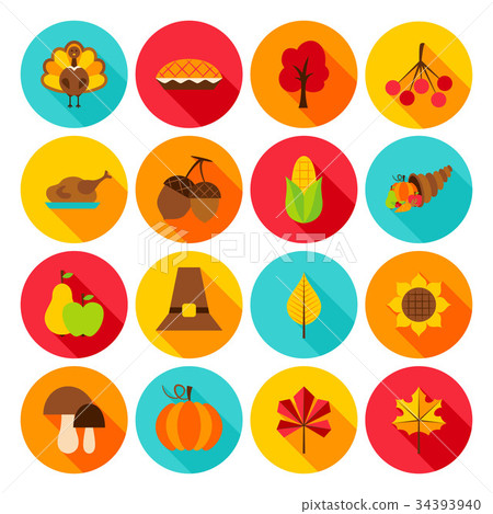 Thanksgiving Day Flat Icons 34393940