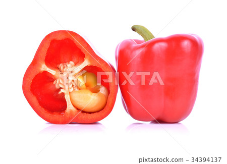 red sweet pepper isolated on white background red sweet pepper isolated on white background 34394137