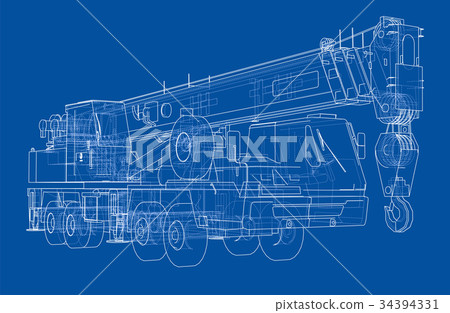 Mobile crane. Vector 34394331