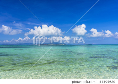 竹富島珊瑚礁美麗的蔡海灘 34395680