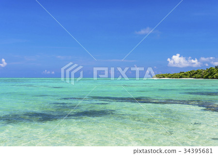 竹富島珊瑚礁美麗的蔡海灘 34395681