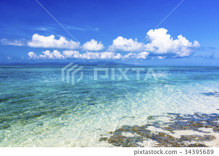 竹富島珊瑚礁美麗的蔡海灘 34395689